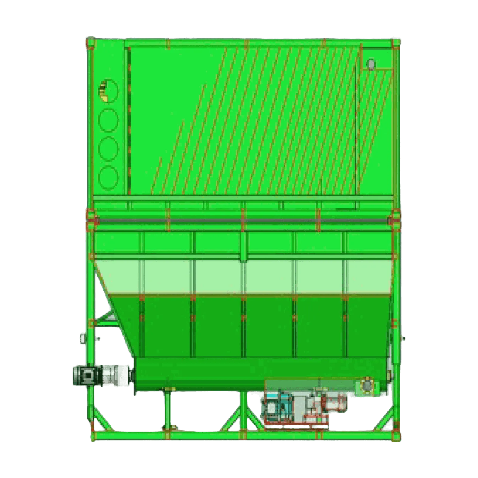 Equipo de tratamiento rápido de lodo de EcoFluid System, visto de frente